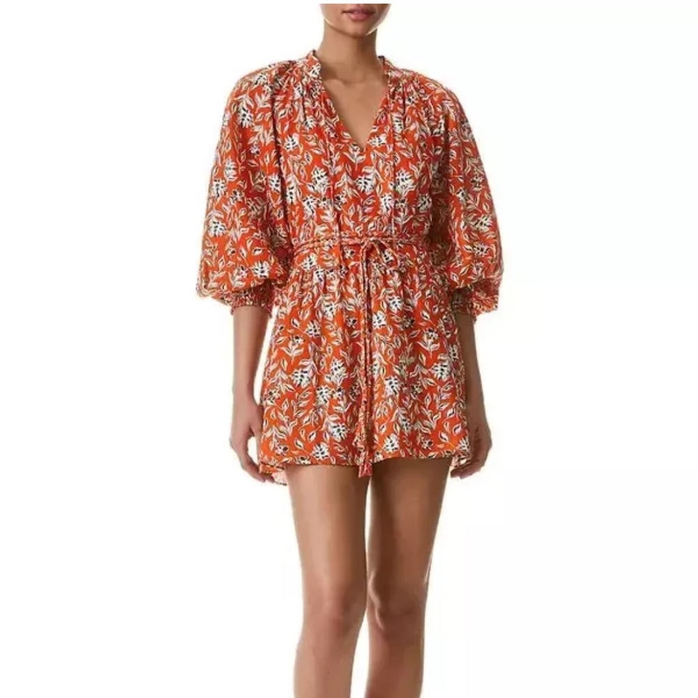 Alice + Olivia Lillian Floral Linen Blend Mini Dress SZ 4